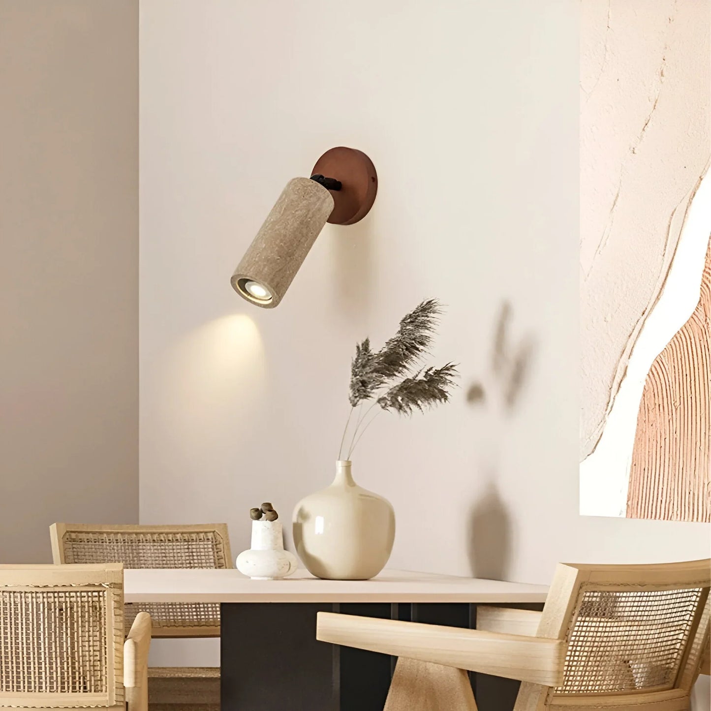 Serapha Adjustable Travertine Wood LED Wall Lamp and Ceiling Lamp