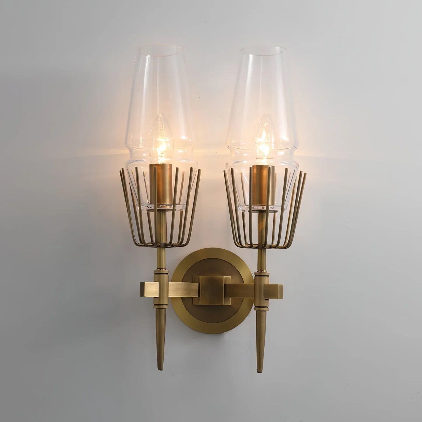 Orelia Vintage LED Wall Lamp in Castle Style of Copper and Glass
