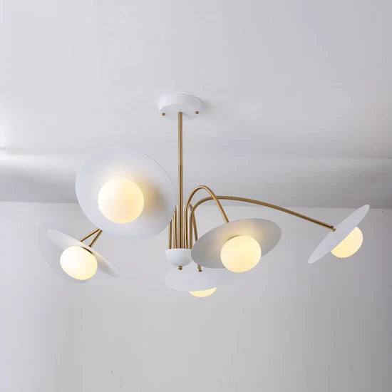 Delphi Art Deco Glass and Iron Chandelier