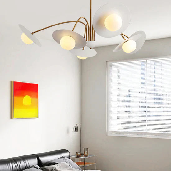 Delphi Art Deco Glass and Iron Chandelier