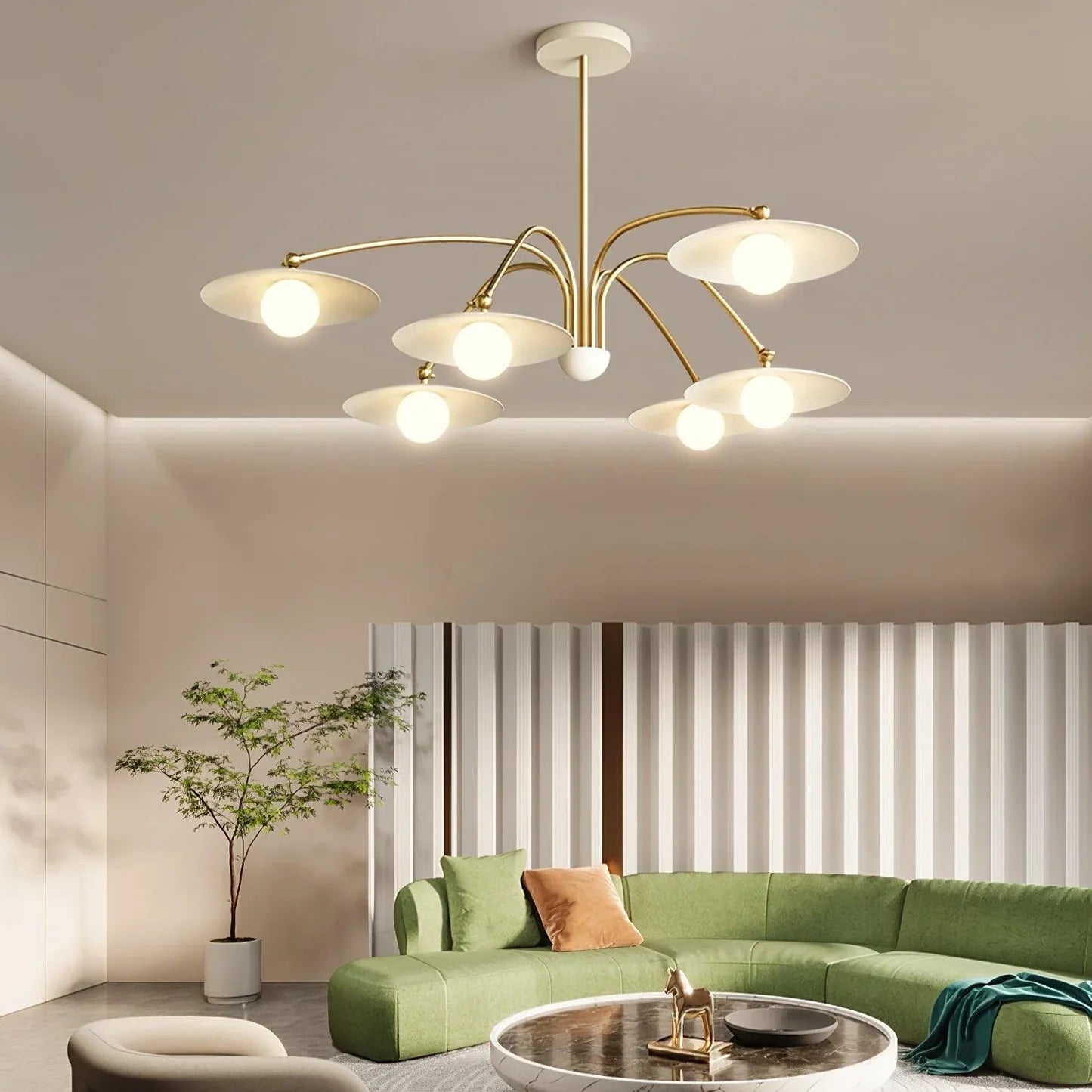 Delphi Art Deco Glass and Iron Chandelier