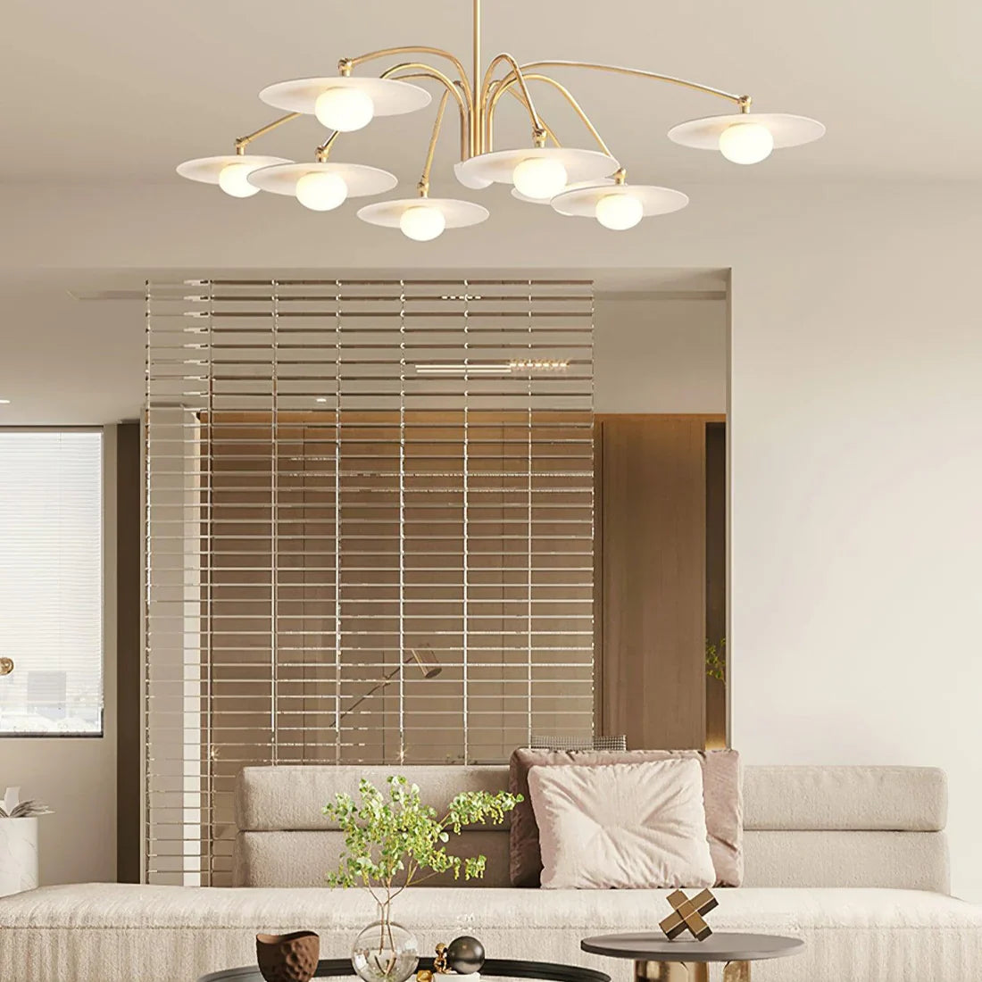 Delphi Art Deco Glass and Iron Chandelier