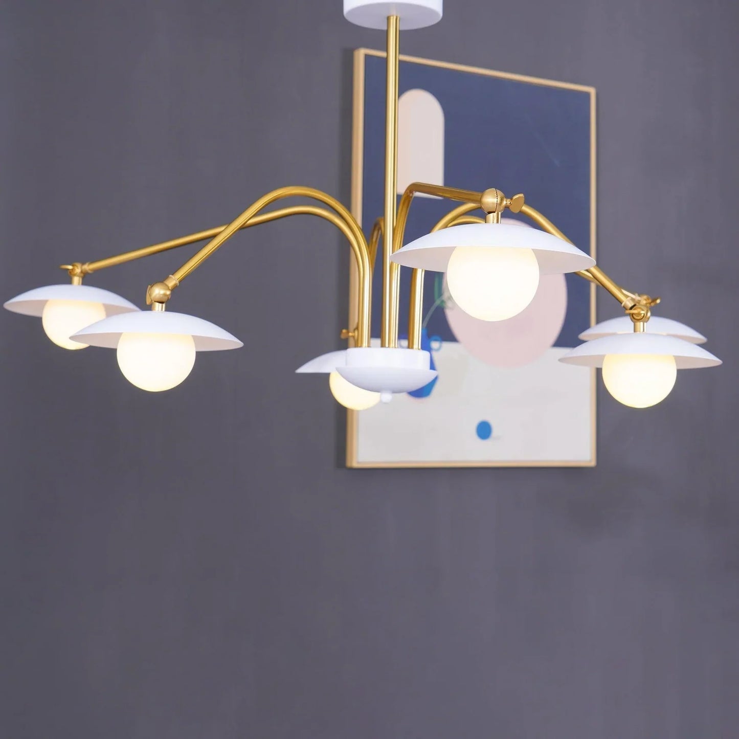 Delphi Art Deco Glass and Iron Chandelier