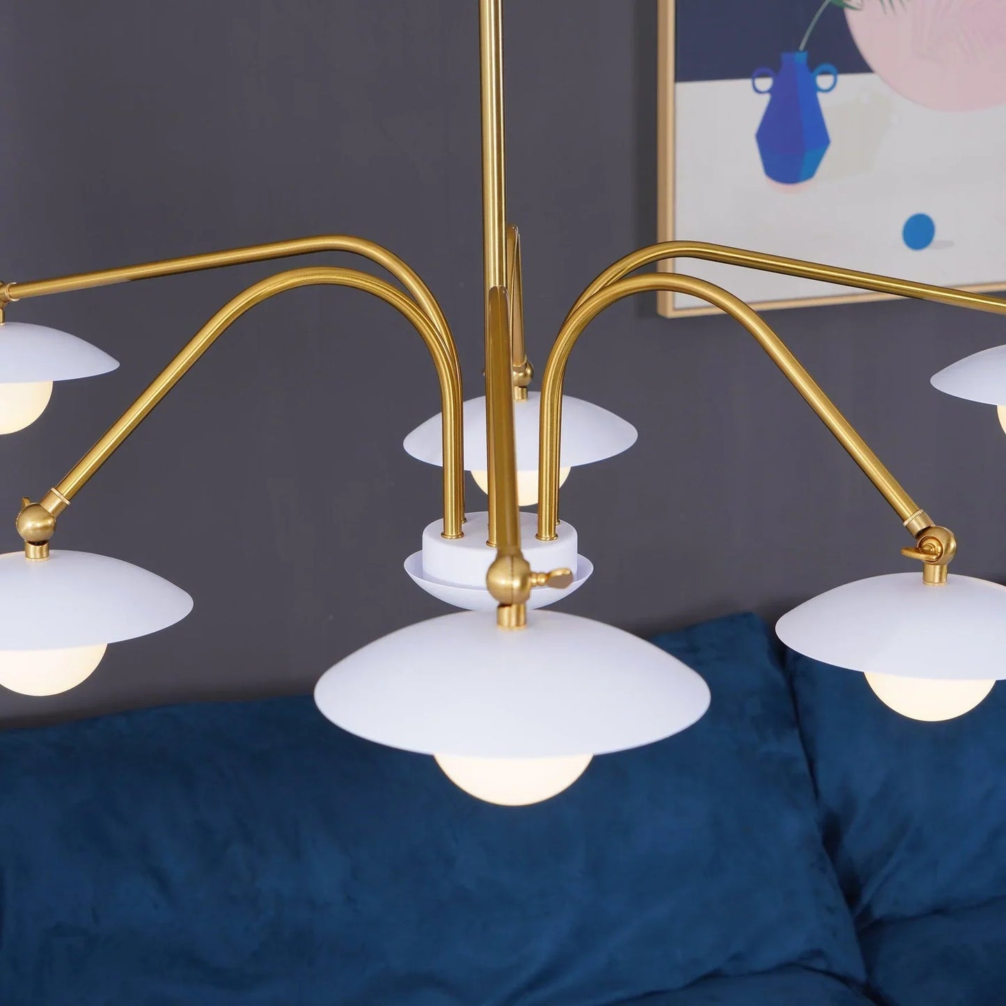 Delphi Art Deco Glass and Iron Chandelier