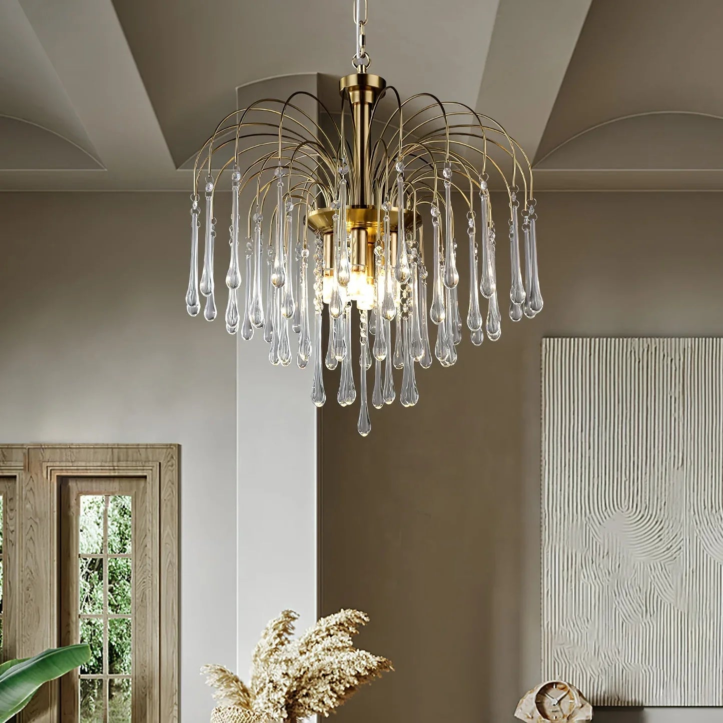 Phoena Crystal Glass Brass Chandelier