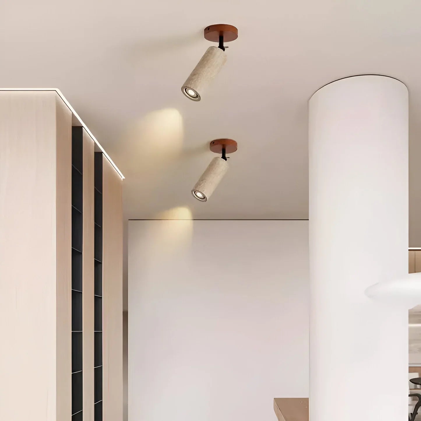 Serapha Adjustable Travertine Wood LED Wall Lamp and Ceiling Lamp