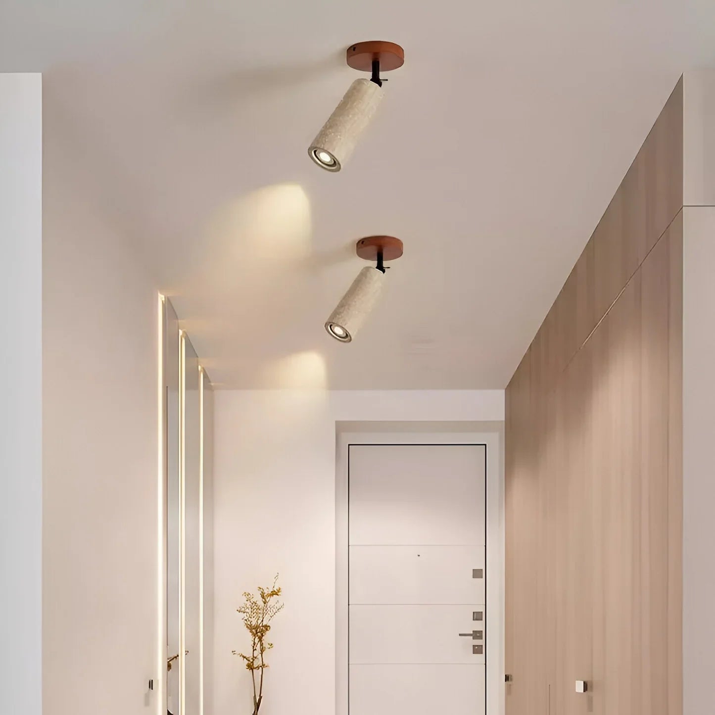 Serapha Adjustable Travertine Wood LED Wall Lamp and Ceiling Lamp