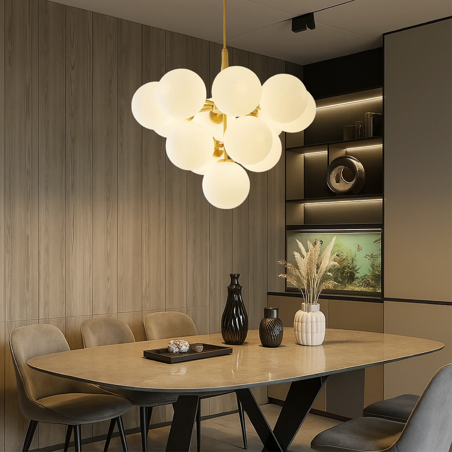 Auralith Scandinavian Chandelier with Glass Balls