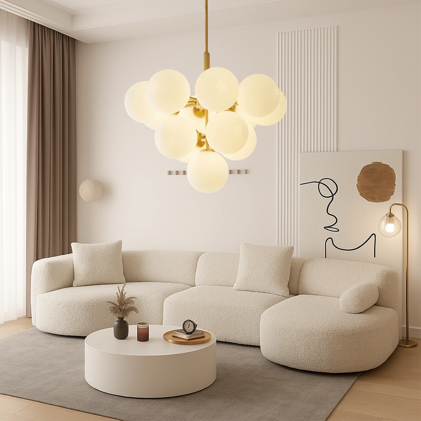 Auralith Scandinavian Chandelier with Glass Balls