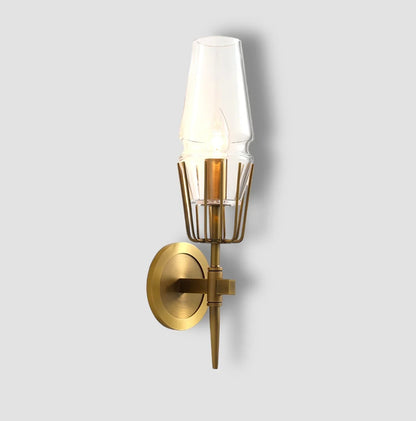 Orelia Vintage LED Wall Lamp in Castle Style of Copper and Glass