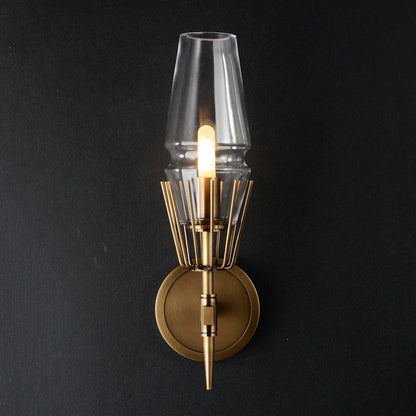 Orelia Vintage LED Wall Lamp in Castle Style of Copper and Glass