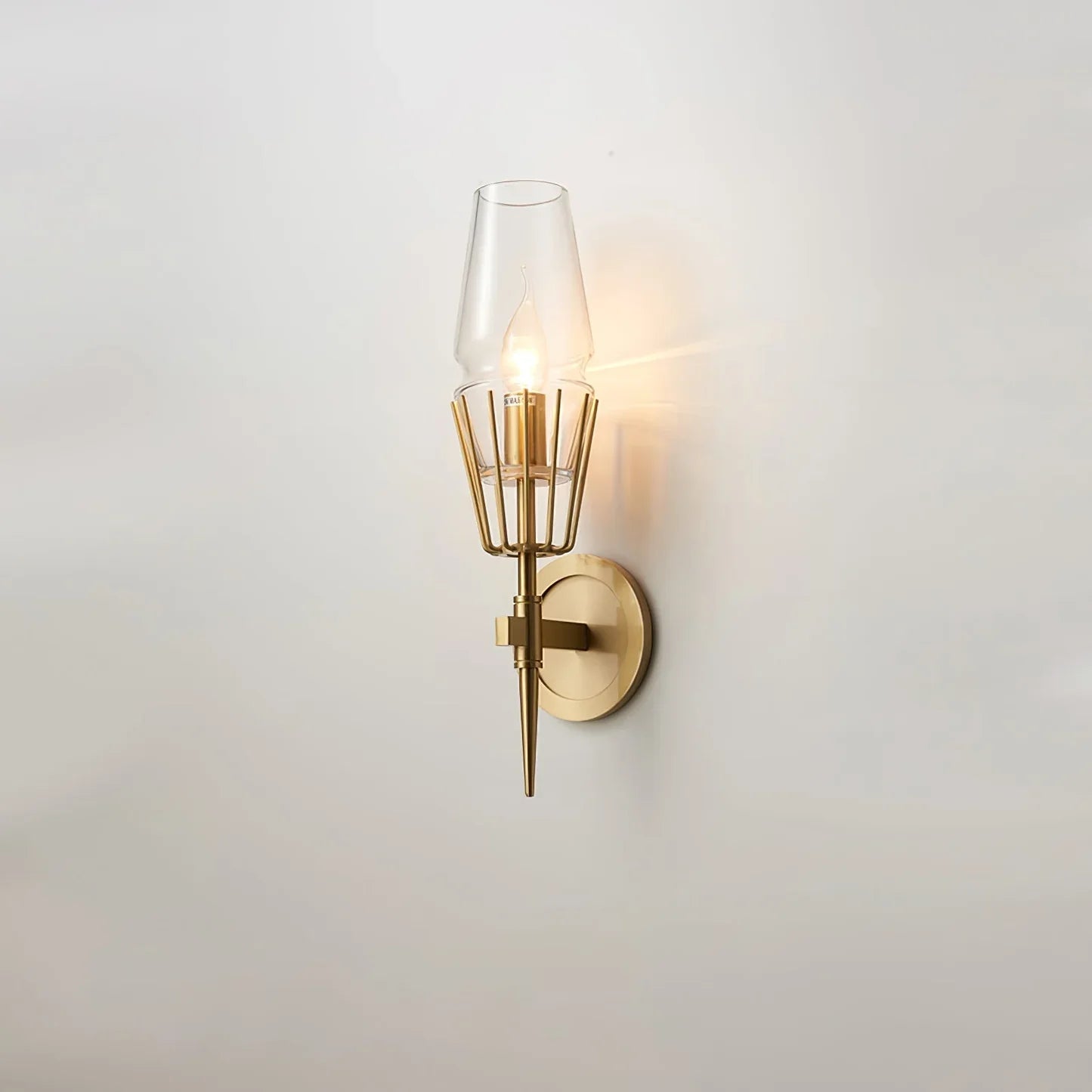 Orelia Vintage LED Wall Lamp in Castle Style of Copper and Glass