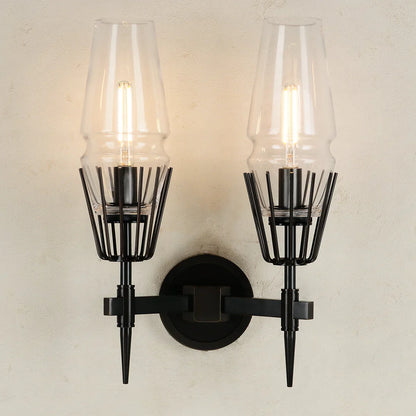 Orelia Vintage LED Wall Lamp in Castle Style of Copper and Glass