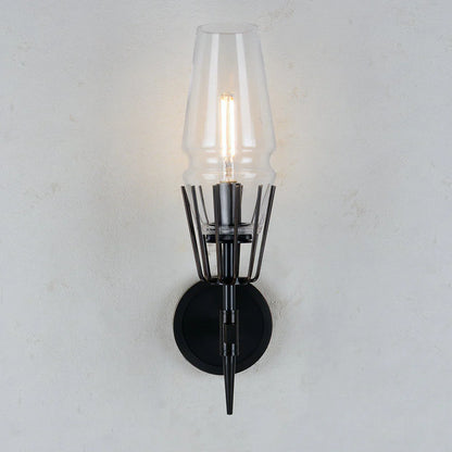 Orelia Vintage LED Wall Lamp in Castle Style of Copper and Glass