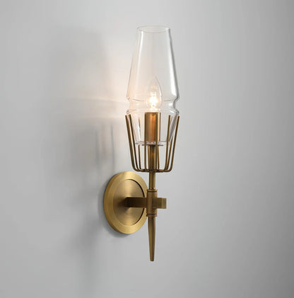 Orelia Vintage LED Wall Lamp in Castle Style of Copper and Glass