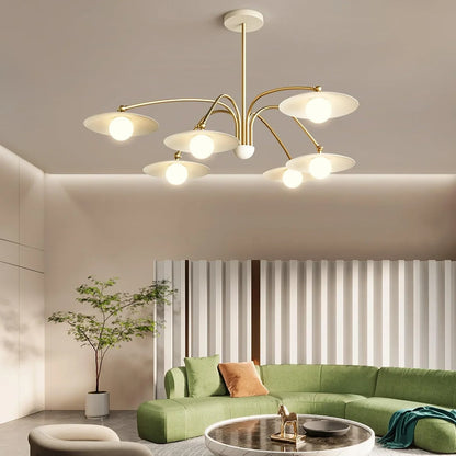 Delphi Art Deco Glass and Iron Chandelier
