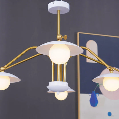 Delphi Art Deco Glass and Iron Chandelier