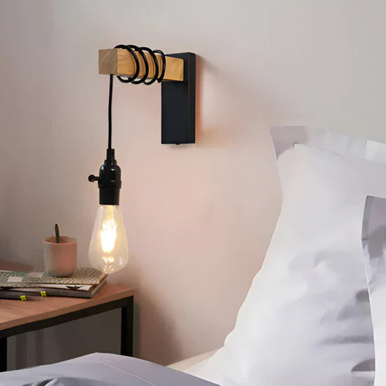 Zenara Rustic LED Wall Lamp Made of Wood