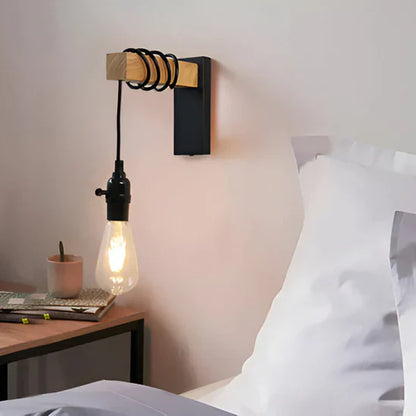 Zenara Rustic LED Wall Lamp Made of Wood