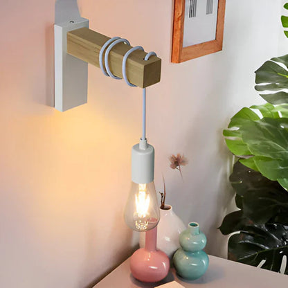 Zenara Rustic LED Wall Lamp Made of Wood