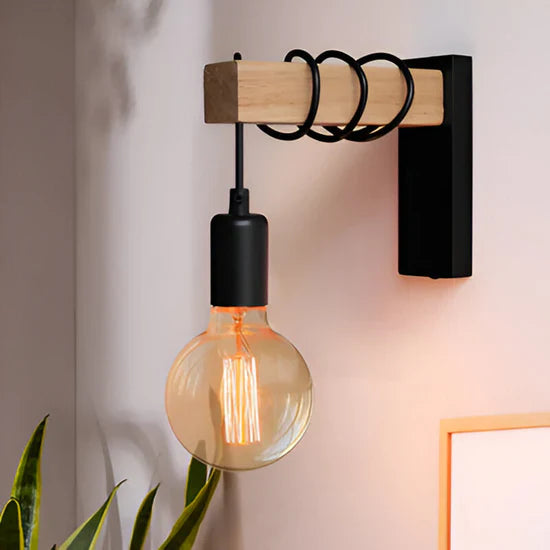 Zenara Rustic LED Wall Lamp Made of Wood