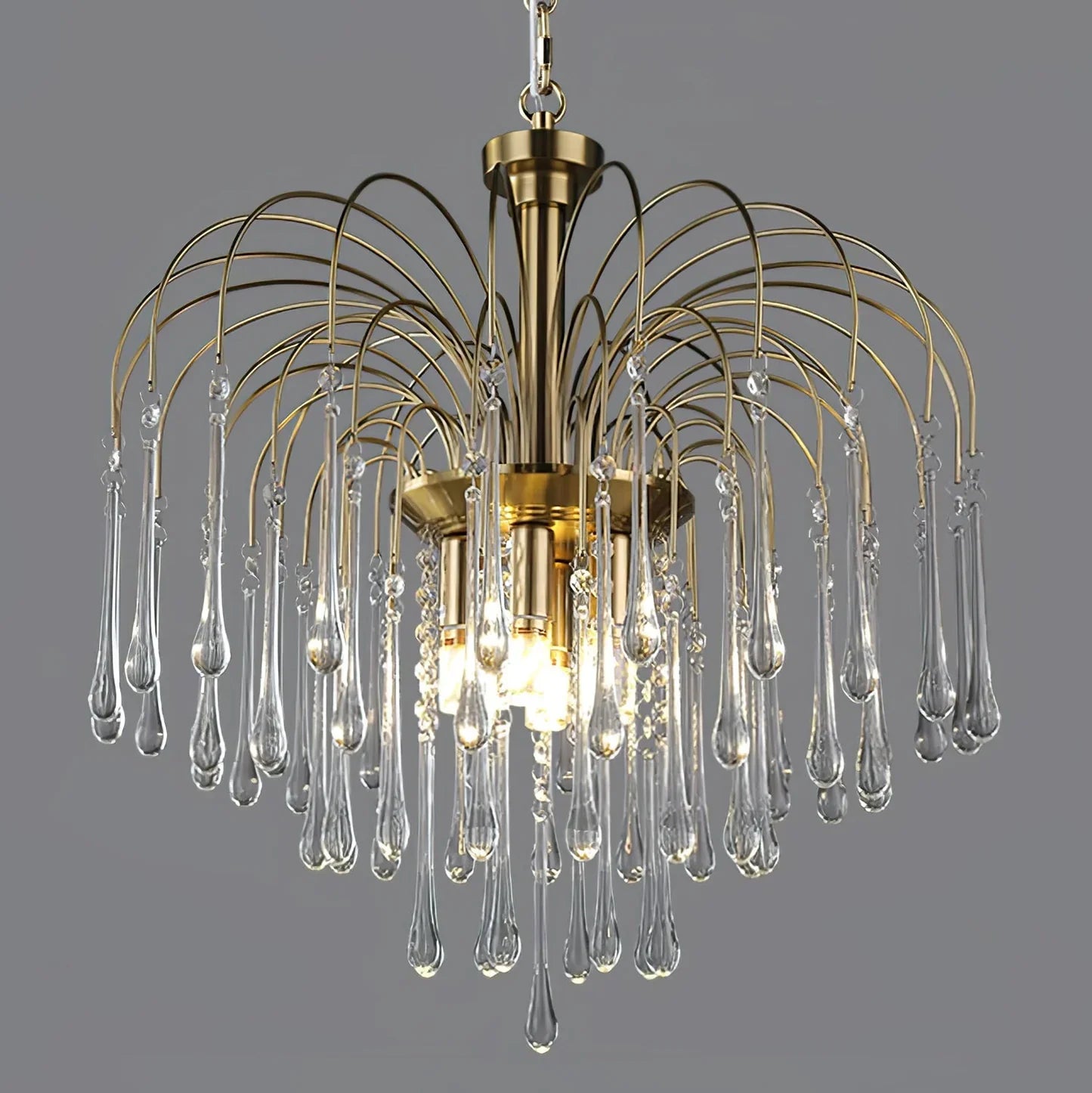 Phoena Crystal Glass Brass Chandelier