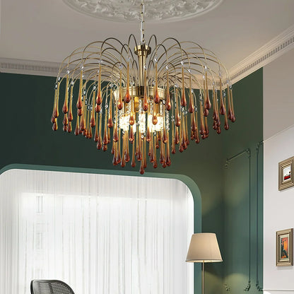Phoena Crystal Glass Brass Chandelier