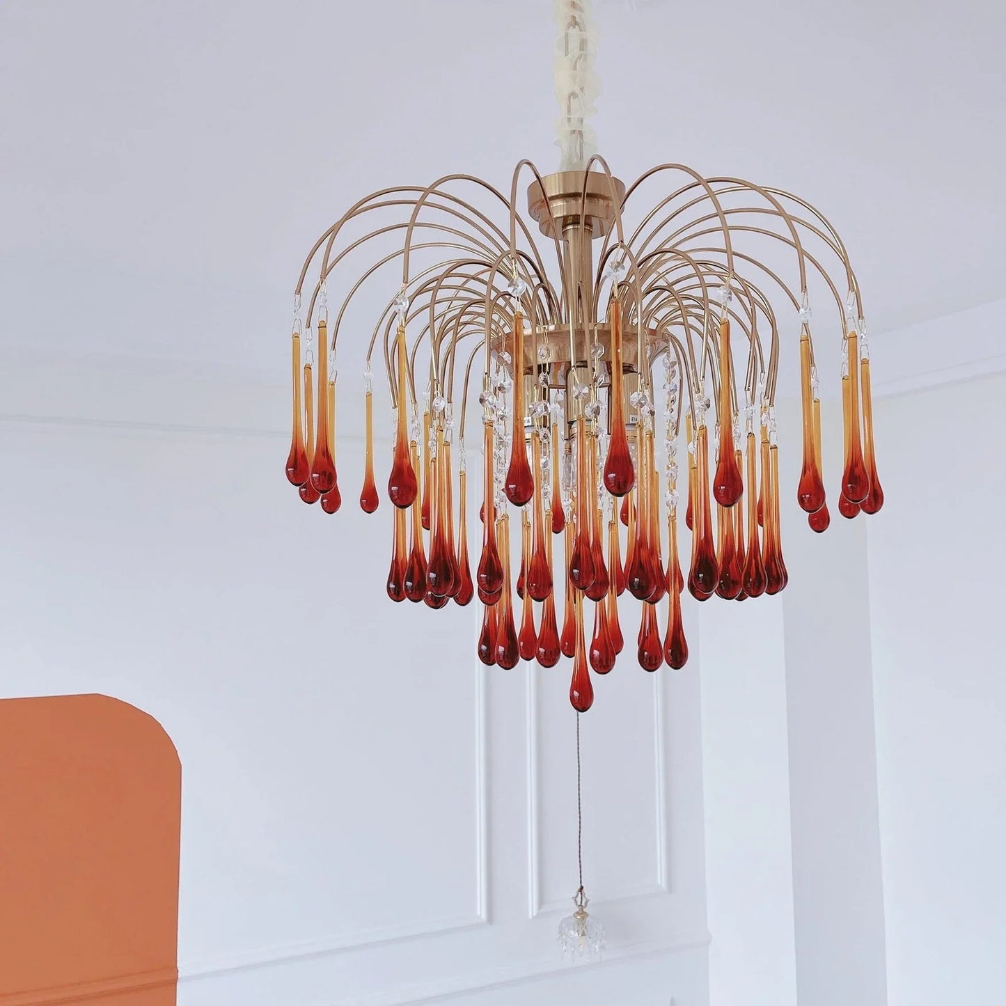 Phoena Crystal Glass Brass Chandelier