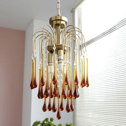 Phoena Crystal Glass Brass Chandelier