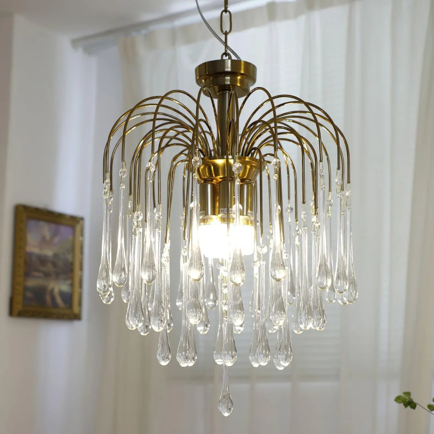 Phoena Crystal Glass Brass Chandelier