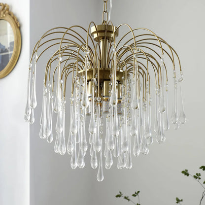 Phoena Crystal Glass Brass Chandelier