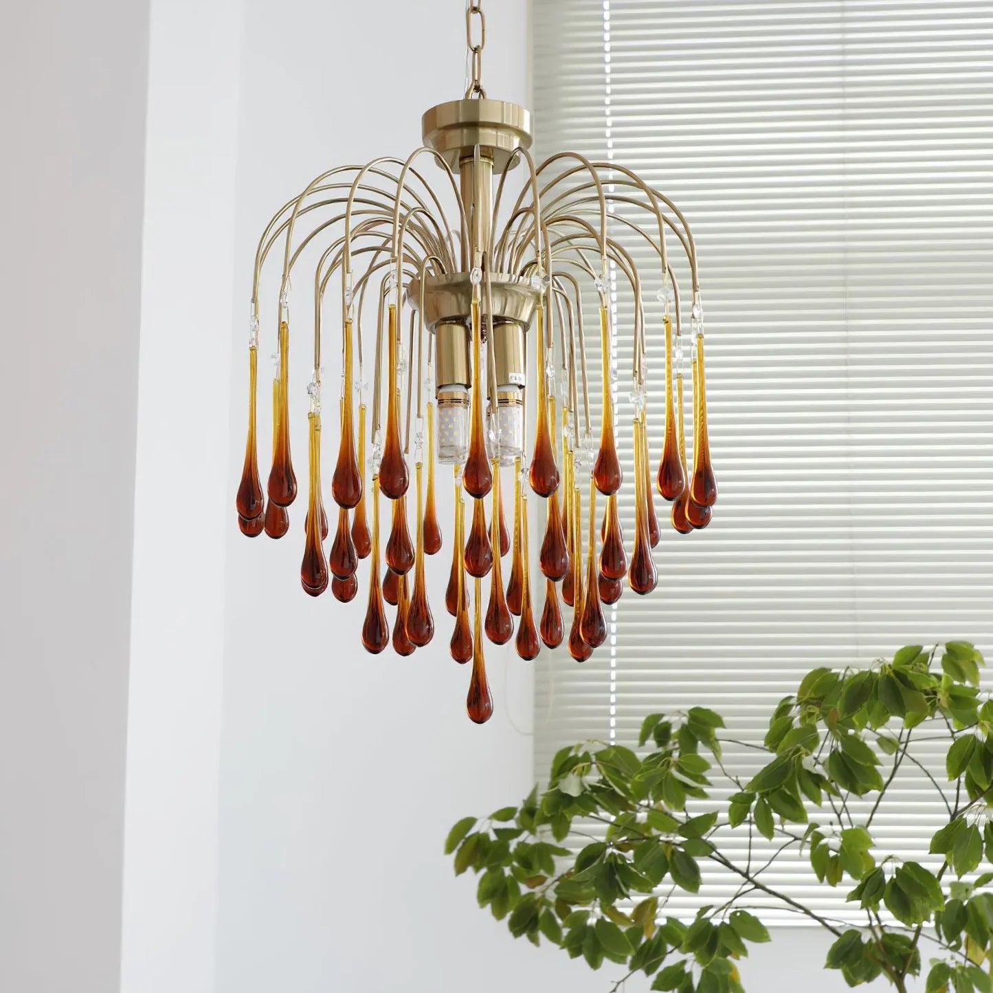 Phoena Crystal Glass Brass Chandelier