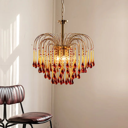 Phoena Crystal Glass Brass Chandelier
