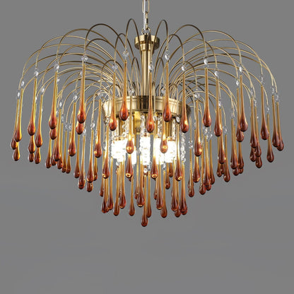 Phoena Crystal Glass Brass Chandelier