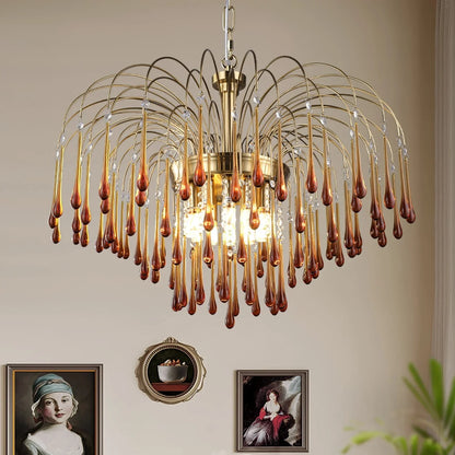 Phoena Crystal Glass Brass Chandelier