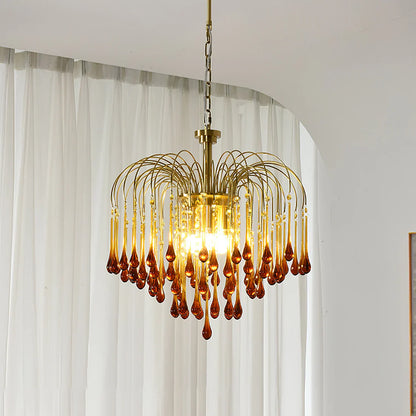 Phoena Crystal Glass Brass Chandelier
