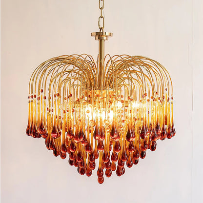 Phoena Crystal Glass Brass Chandelier