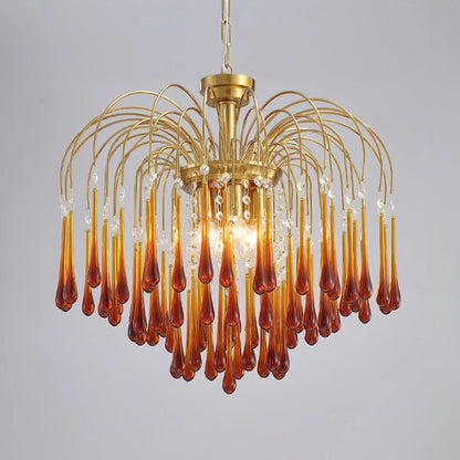Phoena Crystal Glass Brass Chandelier