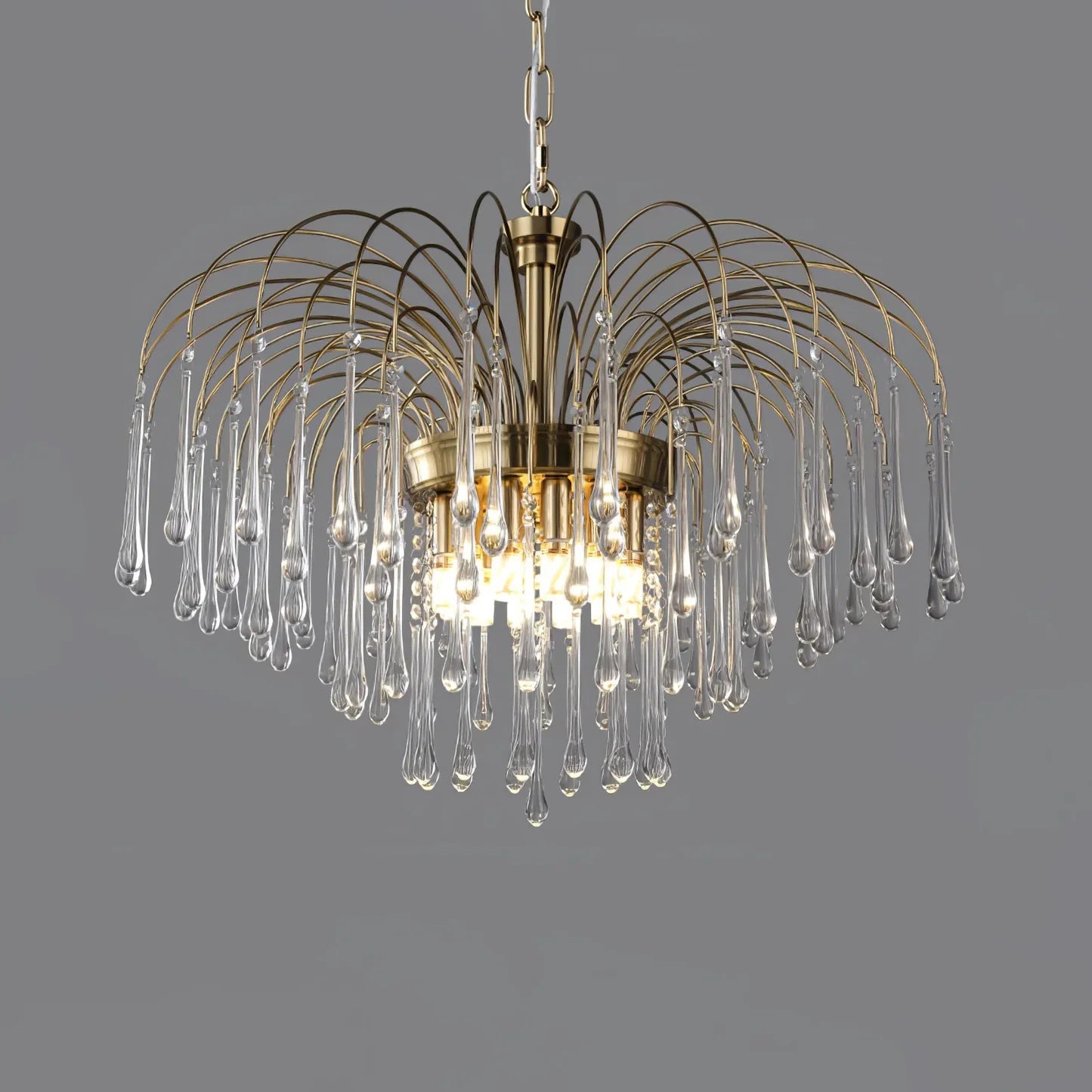 Phoena Crystal Glass Brass Chandelier