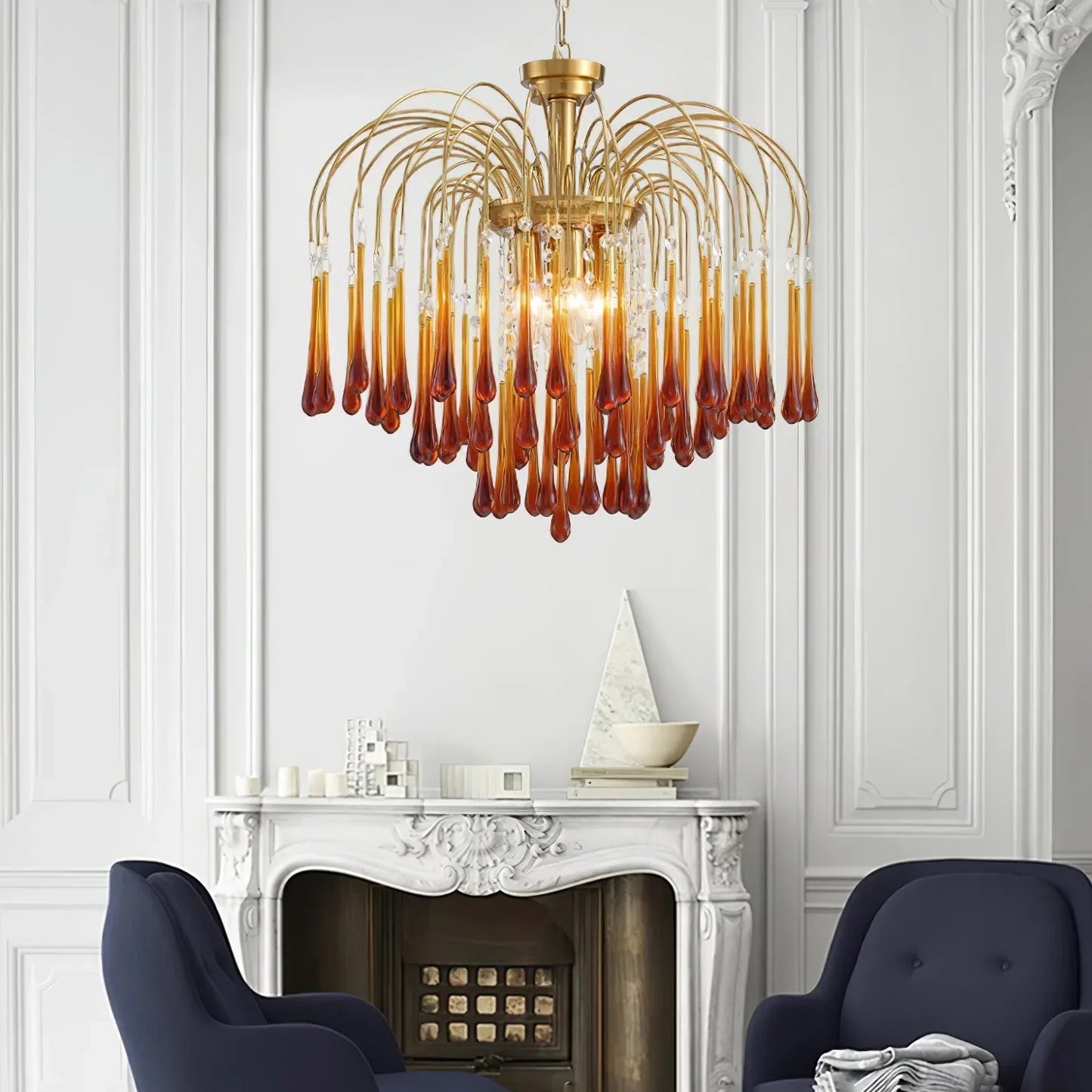 Phoena Crystal Glass Brass Chandelier