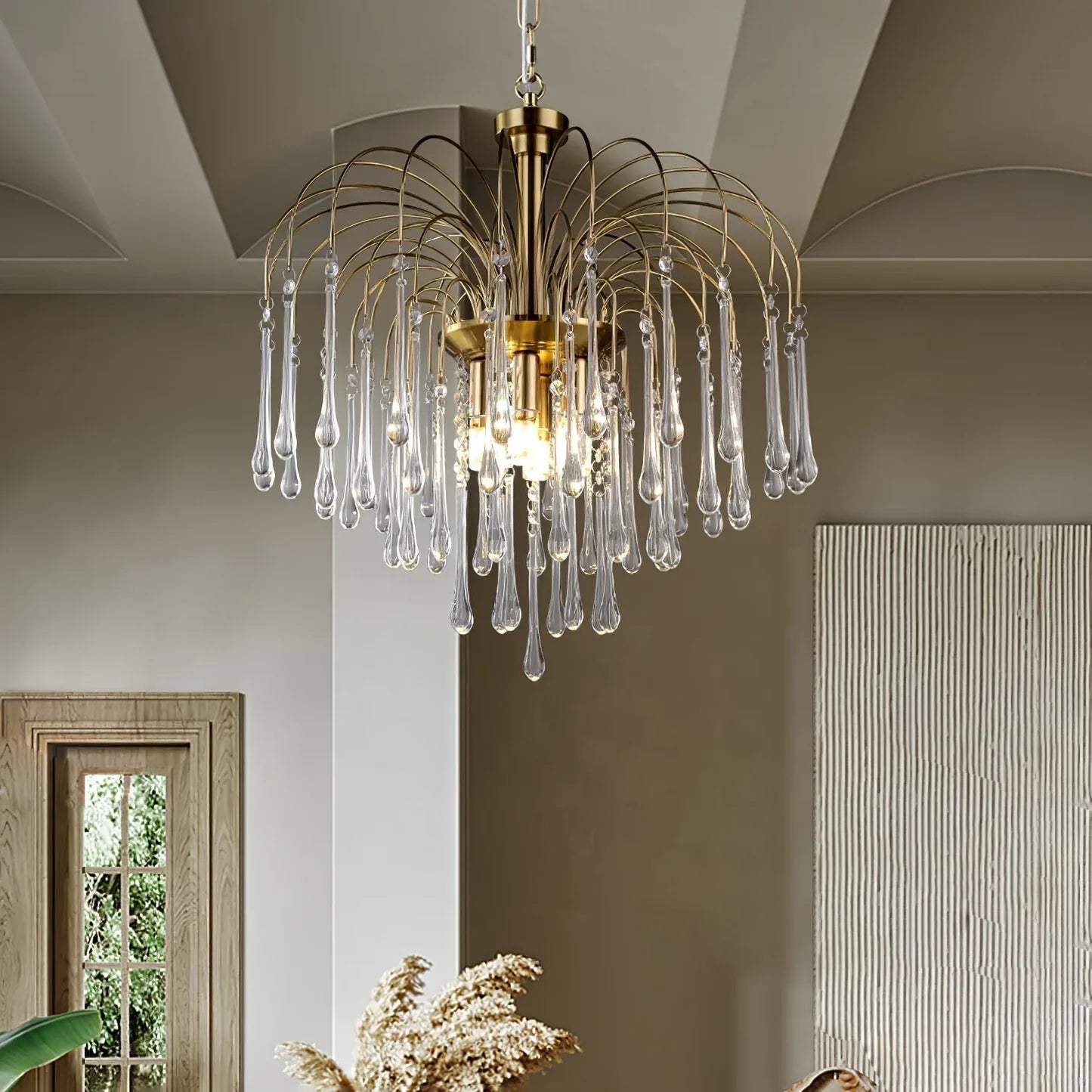 Phoena Crystal Glass Brass Chandelier