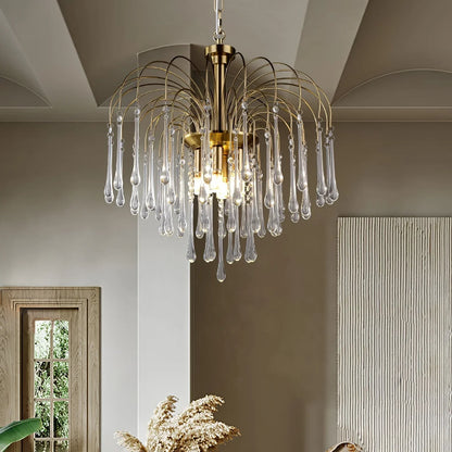 Phoena Crystal Glass Brass Chandelier