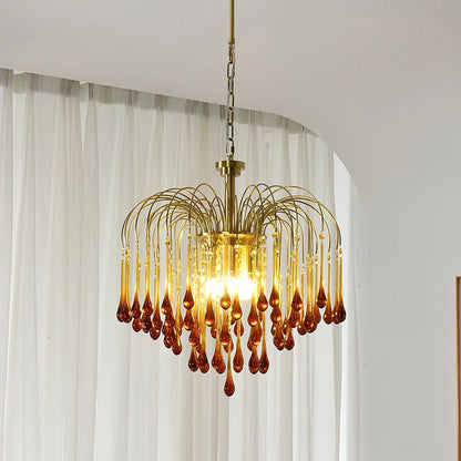 Phoena Crystal Glass Brass Chandelier
