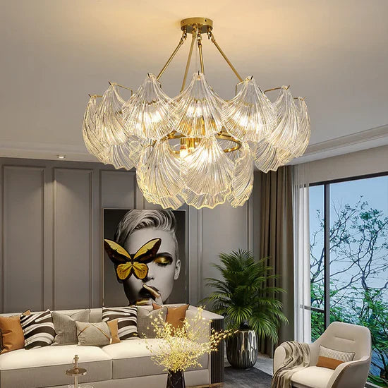 Valena - Shell Chandelier of Glass and Metal