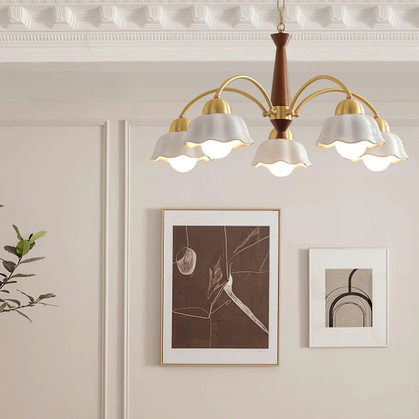 Noctia Mid-Century Copper Ceramic Chandelier