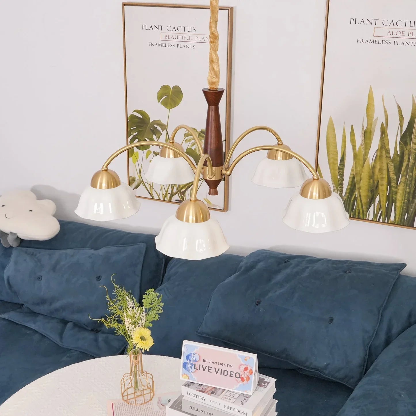 Noctia Mid-Century Copper Ceramic Chandelier