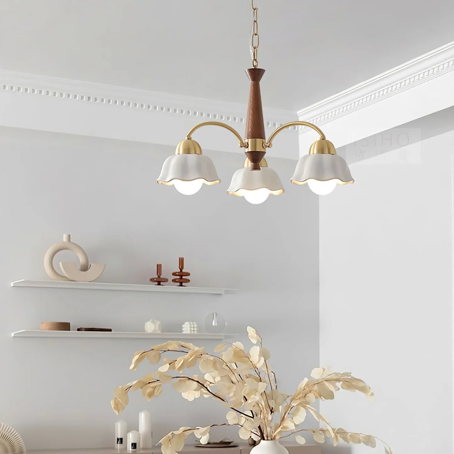 Noctia Mid-Century Copper Ceramic Chandelier