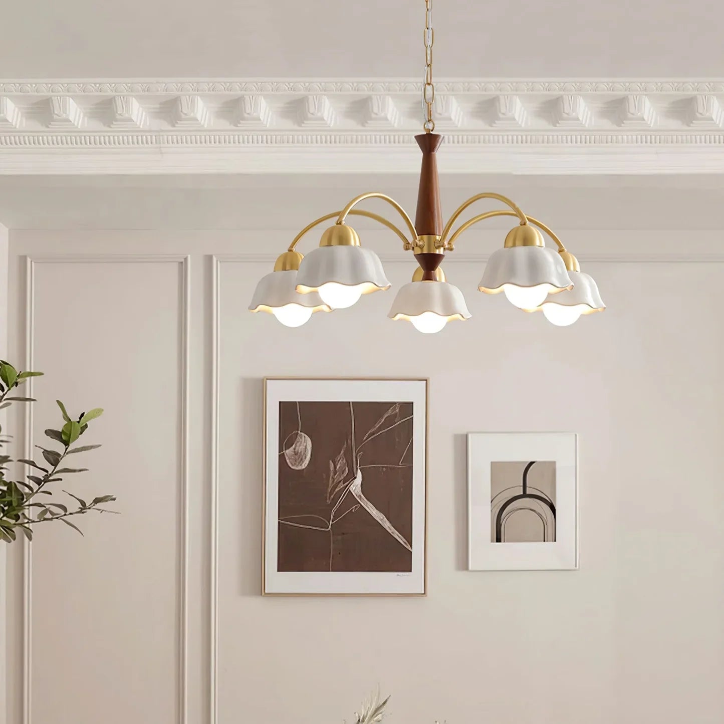 Noctia Mid-Century Copper Ceramic Chandelier