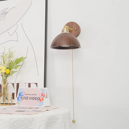Aventia Scandinavian Walnut Wooden Wall Lamp