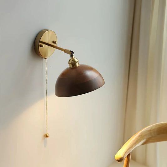 Aventia Scandinavian Walnut Wooden Wall Lamp